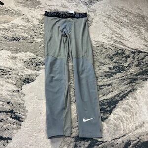 Nike Pro Dri Tight Fit Compression Pants Boys XL Gray Stretch Elastic Waist